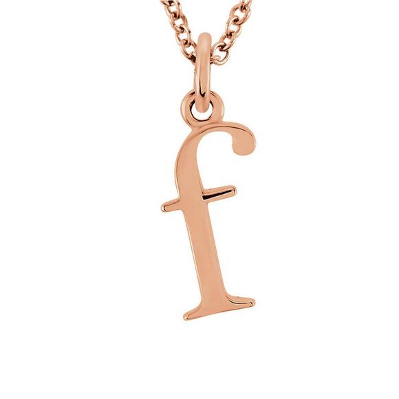 The Abbey Lower Case Initial 'f' Necklace in 14k Rose Gold, 16 Inch - Picture 1 of 4